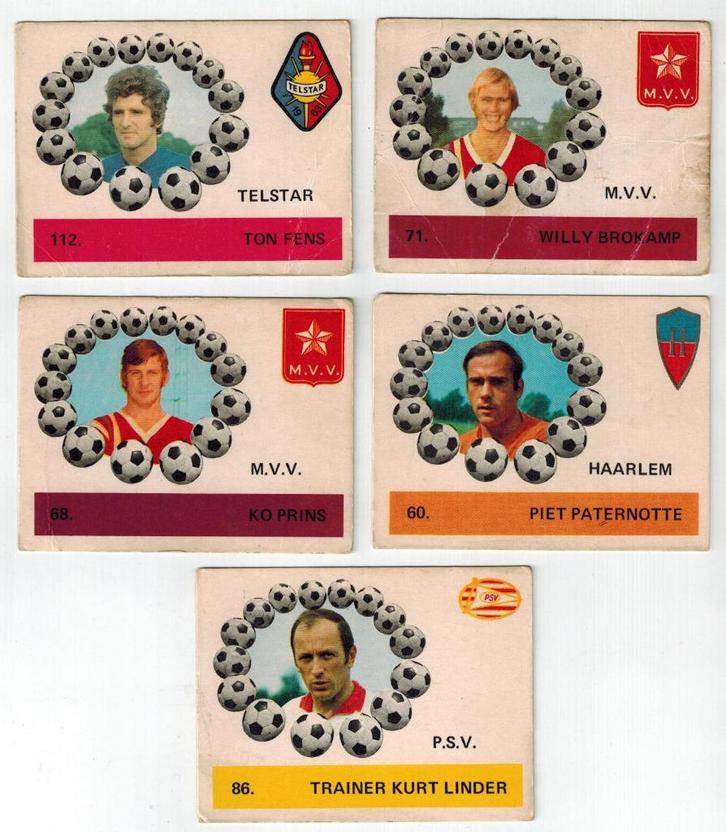 Vijf stuks Monty 1971 plaatjes ex-Ajax spelers., Verzamelen, Sportartikelen en Voetbal, Gebruikt, Poster, Plaatje of Sticker, Ajax