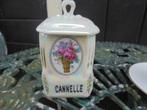 Kruiden vooraadpotje "Cannelle" met bloemetjes mandje roosje, Antiek en Kunst, Ophalen of Verzenden