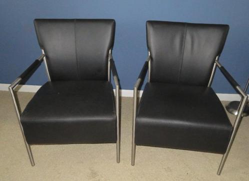 2 leren fauteuils, merk Movani, 2 stuks, Huis en Inrichting, Fauteuils, Zo goed als nieuw, Leer, Metaal, 50 tot 75 cm, 75 tot 100 cm