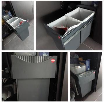 Hailo Tandem - Inbouw Prullenbak 2 x 15 Liter 30 Liter grijs beschikbaar voor biedingen