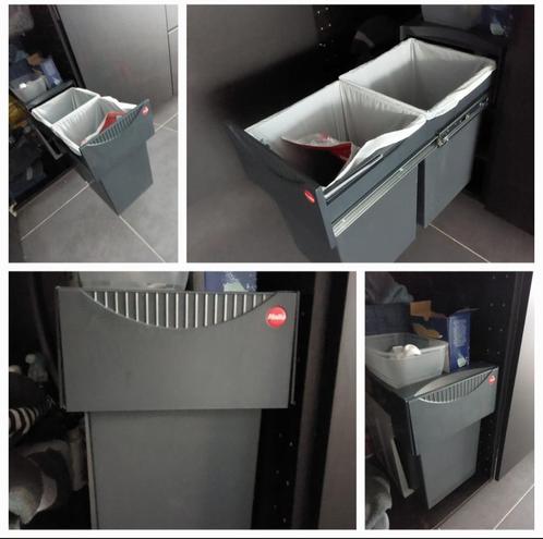 Hailo Tandem - Inbouw Prullenbak 2 x 15 Liter 30 Liter grijs, Huis en Inrichting, Woonaccessoires | Prullenbakken, Gebruikt, Kunststof