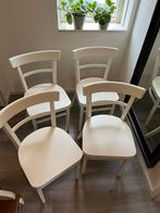 Vier houten stoelen cafestoel, Huis en Inrichting, Stoelen, Ophalen, Gebruikt, Wit, Hout