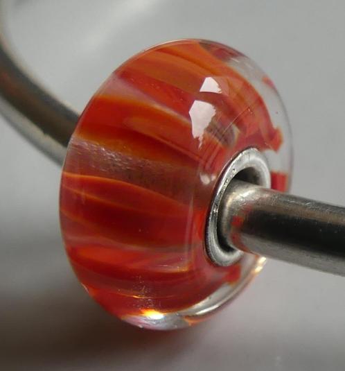 Trollbeads HELDERE KORAALSTREPEN, Sieraden, Tassen en Uiterlijk, Bedels, Zo goed als nieuw, Trollbeads, Zilver, 1 bedel, Verzenden