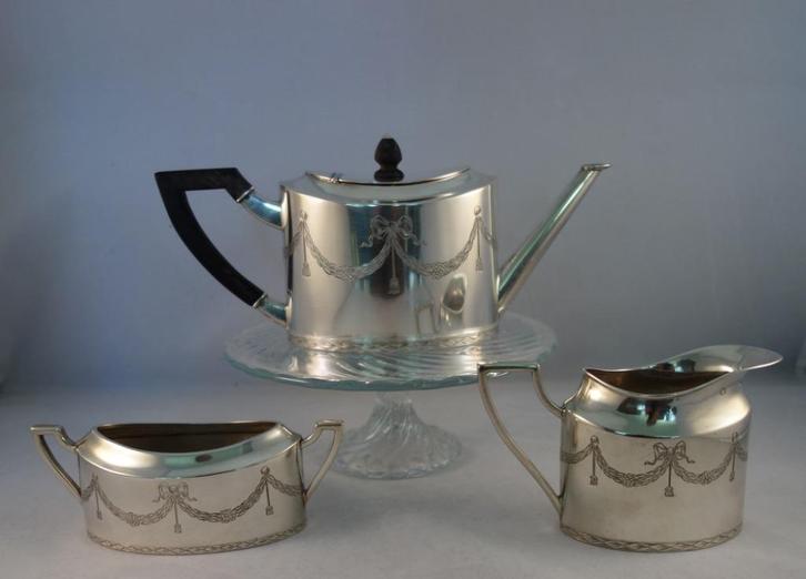 Antiek Nederlands Zilveren Theeservies, Antiek en Kunst, Antiek | Goud en Zilver, Ophalen of Verzenden