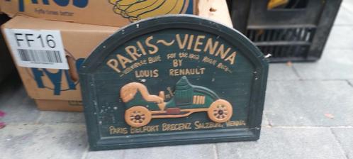 Vintage Renault Paris-Vienna Reclamebord, Antiek en Kunst, Antiek | Wandborden en Tegels, Ophalen of Verzenden