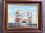 Schilderij schepen J. Harvey * ingelijst en gesigneerd, Antiek en Kunst, Kunst | Schilderijen | Klassiek, Ophalen of Verzenden