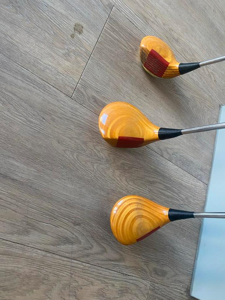 Vintage Ping Persimmon Houten Golfclubs - Set van 3, Sport en Fitness, Golf, Gebruikt, Set, Ping, Ophalen of Verzenden