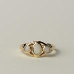 vintage 9 karaat gouden opaal edelsteen trio ring, Verzenden, Met edelsteen, Dame, Goud