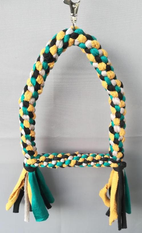 Schommel multicolor (bruin-groen-oker geel-zwart), Dieren en Toebehoren, Vogels | Toebehoren, Nieuw, Speelgoed, Ophalen of Verzenden