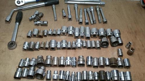 Partij 1/2" doppen verlengstukken cardankoppelingen ratel, Auto diversen, Autogereedschap, Gebruikt, Ophalen of Verzenden