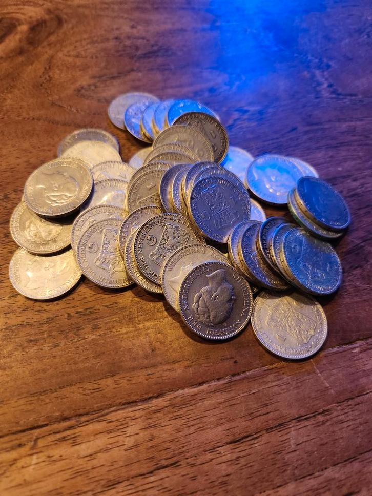 48 Zilveren Wilhelmina Guldens - Diverse Jaartallen, Postzegels en Munten, Munten | Nederland, Zilver, Ophalen of Verzenden