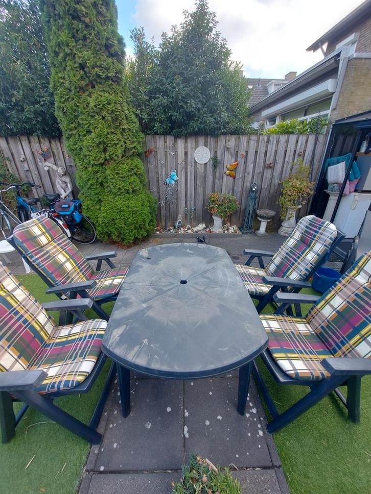 Leuke blauwe tuinset aangeboden (incl kussens), Tuin en Terras, Tuinsets en Loungesets, Gebruikt, Ophalen