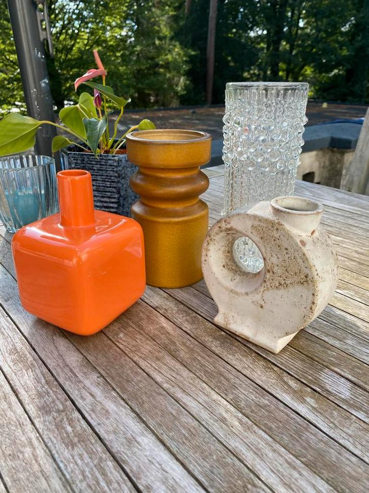Vintage Duif's Keramiek Vaas - Jaren 70 duif wit lava retro, Huis en Inrichting, Woonaccessoires | Vazen, Gebruikt, Wit, Minder dan 50 cm