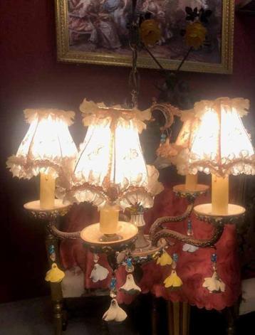Antiek brocante kroonluchter barok koper  beschikbaar voor biedingen