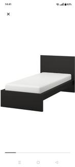 Malm 1 persoonsbed donkerbruin/zwart, Ophalen, Eenpersoons, Hout, 90 cm