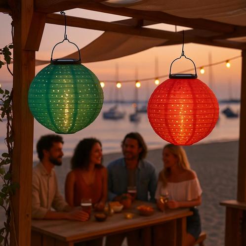 Super Sfeervolle Solar Lampion | Ca. 25 cm | Div. Kleuren NW, Huis en Inrichting, Lampen | Hanglampen, Nieuw, Minder dan 50 cm