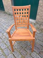 Leuke houten tuinstoel met armleuningen, Ophalen of Verzenden, Zo goed als nieuw, Teakhout