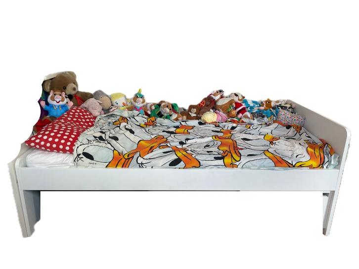 Ikea Släkt eenpersoonsbed wit 90x200 cm (event. met kastje), Huis en Inrichting, Slaapkamer | Bedden, Gebruikt, Eenpersoons, 90 cm