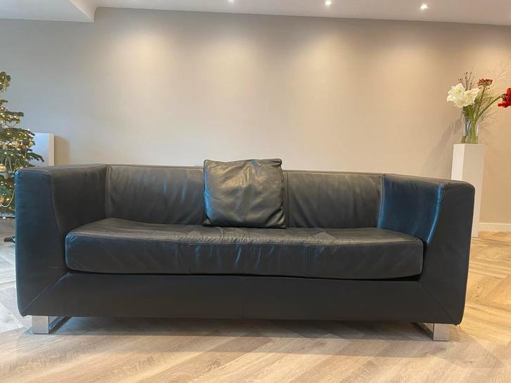 Leren Gelderland designbank, 2,5-zits - Moet nu weg, Huis en Inrichting, Banken | Bankstellen, Gebruikt, Rechte bank, Tweepersoons