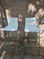 2x Ikea Glenn barkruk hoogglans wit, Gebruikt, Met voetsteun, 60 tot 90 cm, Ophalen of Verzenden