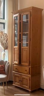 Hoge Antieke Eiken boeken kast twee delen, Ophalen, Gebruikt, 100 tot 150 cm, 200 cm of meer