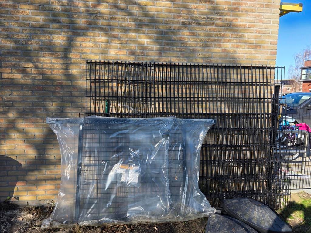 Dubbelstaafmat hek met poort, Tuin en Terras, Overige Tuin en Terras, Nieuw, Ophalen