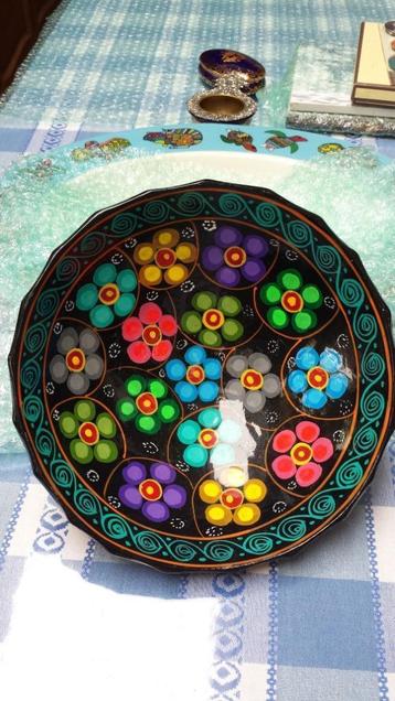 Keramiek SCHAALTJE ~ Handwerk MEXICO ~ Kleurrijke Bloemen  beschikbaar voor biedingen