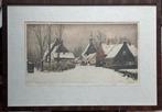 Ets De Vries Dorpstraatje in de Sneeuw, Antiek en Kunst, Kunst | Etsen en Gravures, Verzenden