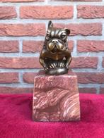 zittende bulldog, topbeeldje! brons en marmer, Antiek en Kunst, Kunst | Beelden en Houtsnijwerken, Ophalen of Verzenden