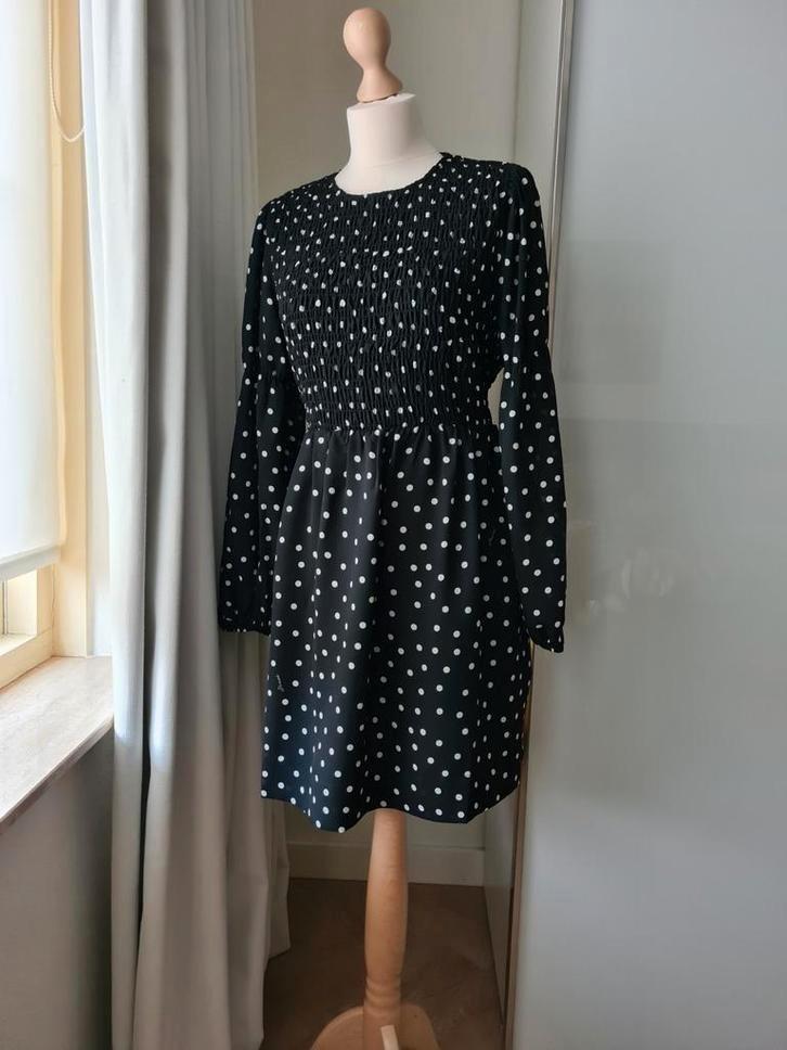 GANNI SMOCK CRÊPE MINIDRESS 42, Kleding | Dames, Jurken, Nieuw, Maat 38/40 (M), Zwart, Boven de knie, Verzenden