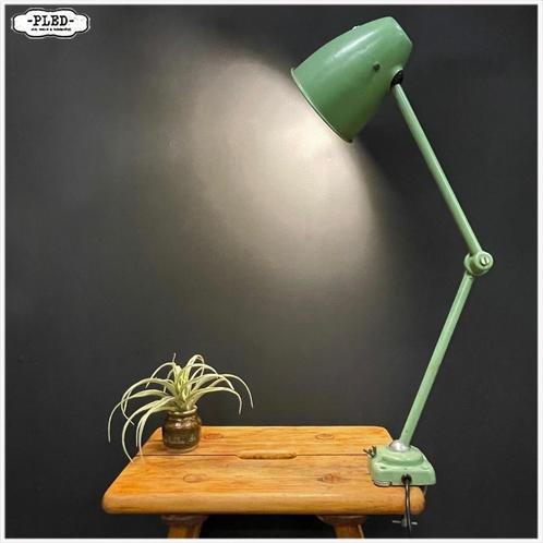 Twee armige werkplaatslamp met tafelklem - nieuw snoer, Huis en Inrichting, Lampen | Tafellampen, Gebruikt, 75 cm of meer, Metaal
