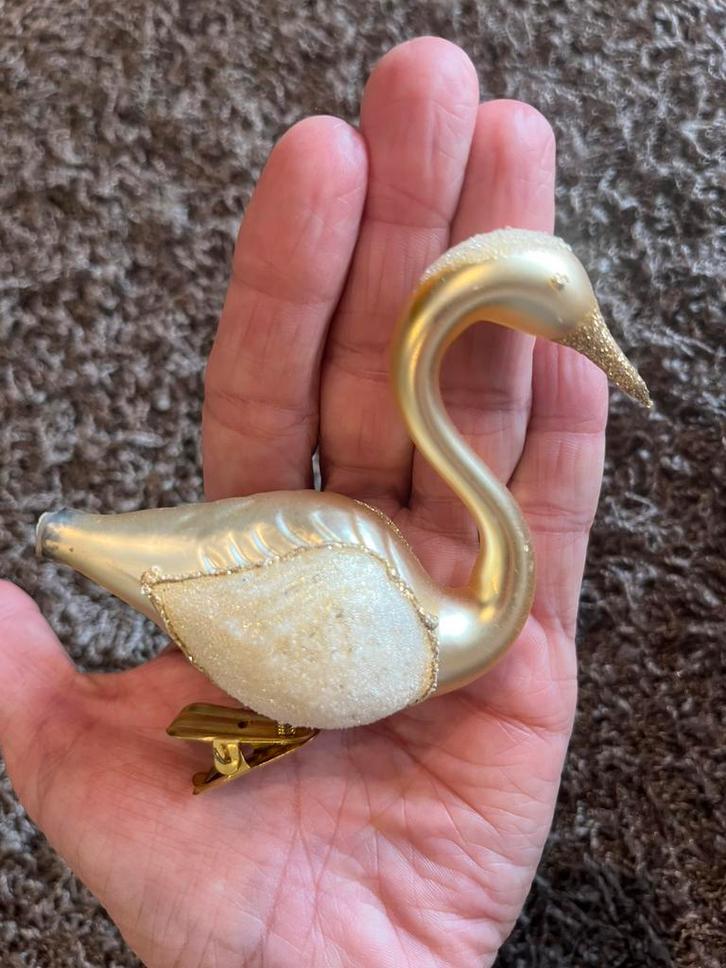 Oud kerstornament vogel zwaan op knijper, Diversen, Kerst, Zo goed als nieuw, Ophalen of Verzenden