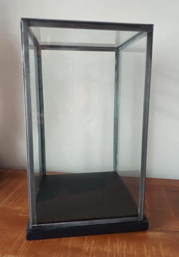 Glazen vitrinekastje met metalen verbindingen beschikbaar voor biedingen