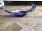 Bayel france brocante blauwe  glazen schaal,brocant glas, Ophalen, Gebruikt