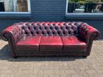 Ruime Chesterfield bank oxblood rood GRATIS BEZORGD, Gebruikt, Ophalen of Verzenden, Rechthoekig, Leer
