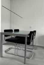 Eettafel / buitentafel met glazen plaat, Huis en Inrichting, Ophalen, Gebruikt, 50 tot 100 cm, Vijf personen of meer