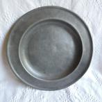 Groot tin bord 31 cm tinnen schotel monogram roosmerk, Ophalen of Verzenden