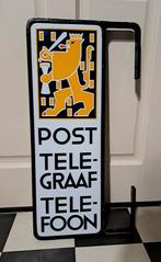 Emaille Uithangbord Post Telegraaf Telefoon "langcat", Verzamelen, Merken en Reclamevoorwerpen, Ophalen of Verzenden, Gebruikt