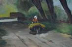 Olieverf op doek Landweg, boerin met kruiwagen J Millinger, Antiek en Kunst, Kunst | Schilderijen | Klassiek, Ophalen of Verzenden