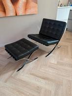 Barcelona Stoel met hocker  - Zwart ( 2 stoelen te koop, Ophalen, Gebruikt, Twee, Zwart