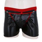 Zwarte leren chaps boxer / slip gay open leer wetlook sexy, Verzenden, Zwart, Boxer