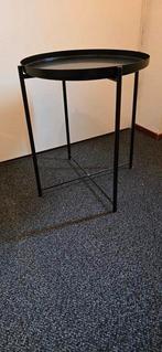 Zwart metalen tafeltje, Ophalen, Minder dan 55 cm, Gebruikt, Metaal of Aluminium