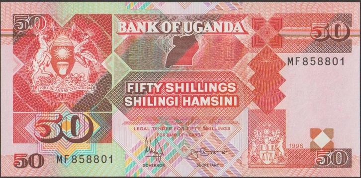 Uganda 50 shillings 1996 UNC p.30c (# 643), Postzegels en Munten, Bankbiljetten | Afrika, Los biljet, Overige landen, Verzenden