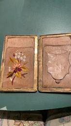 Oude lederen etui met lederen en zijde binnenkant, Antiek en Kunst, Ophalen of Verzenden