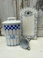 Franse voorraadpot Café in blauw/wit koffie aardewerk, Ophalen of Verzenden