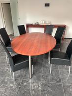 Eettafel met 6 stoelen, Gebruikt, 100 tot 150 cm, Ophalen of Verzenden, Vijf personen of meer