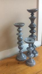 3 delige kandelaar set grijs, Ophalen, Overige materialen, Minder dan 25 cm