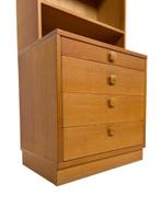 Vintage Kast Boekenkast Wandkast Jaren 60 Eiken Design, Gebruikt, Vintage, Minder dan 150 cm, Met lade(s)