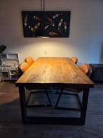 Mango Houten Tafel 200x100 + 4 Lederlook Stoelen, Huis en Inrichting, Tafels | Eettafels, Ophalen, Rechthoekig, 200 cm of meer