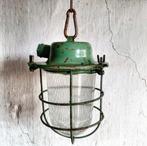 2X Vintage jaren 50 groene kooi bunkerlampen (Sovjet Unie), Gebruikt, Ophalen of Verzenden, Glas, Minder dan 50 cm